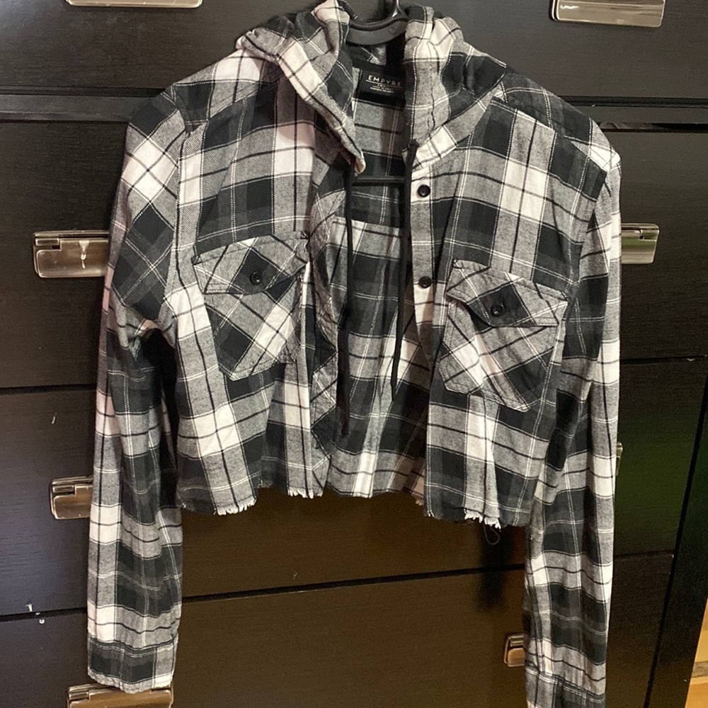 Cropped Plaid Hoodie